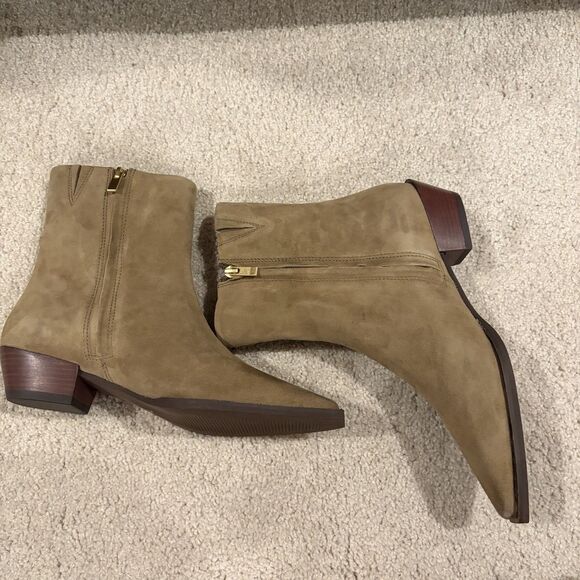 New Lucky Brand Shakell Suede Leather Ankle Boots Western Snip Toe Women's 7.5M - Picture 5 of 10